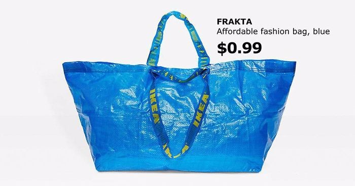 Balenciaga sprzedaje niebieską torbę za 2145 dolarów – IKEA porównuje ją z własną, za jedyne 99 centów.