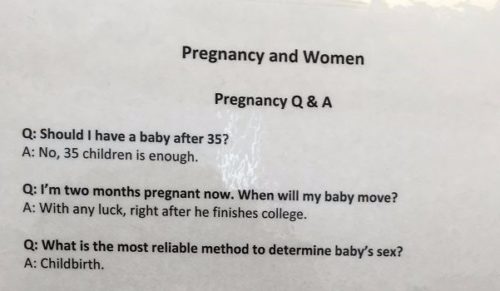 Klinika z poczuciem humoru wywiesiła listę najbardziej szczerych odpowiedzi na pytania kobiet w ciąży.