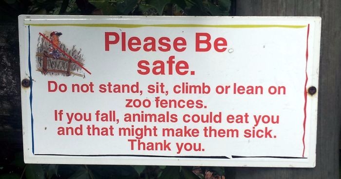 10 najzabawniejszych znaków, jakie kiedykolwiek zamieszczono w ogrodach zoologicznych.