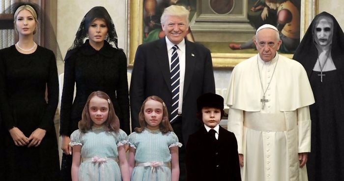 10 najzabawniejszych reakcji na niezadowoloną minę papieża Franciszka podczas wizyty Trumpów.