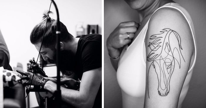 10 niesamowitych tatuaży na bazie rysunków powstałych bez odrywania ołówka od kartki papieru.