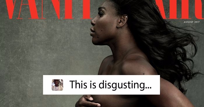 Półnaga Serena Williams na okładce magazynu „Vanity Fair” – niektórzy czytelnicy czują się zgorszeni.