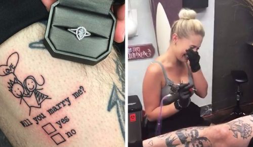 Ten tatuażysta oświadczył się swojej ukochanej w najbardziej ryzykowny sposób wszechczasów!