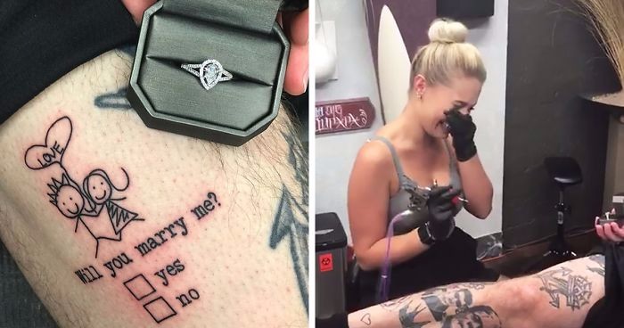 Ten tatuażysta oświadczył się swojej ukochanej w najbardziej ryzykowny sposób wszechczasów!