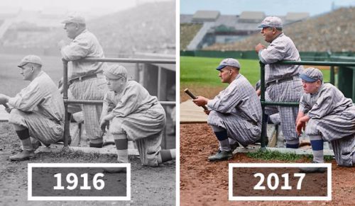 Major League Baseball na historycznych fotografiach, które zyskują dziś nowe kolory.