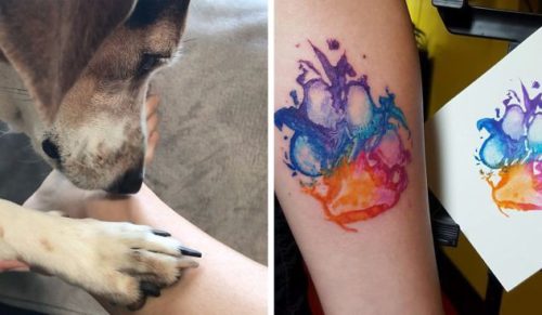 Odcisk psiej łapy – oryginalny pomysł na tatuaż dla największych wielbicieli czworonogów.