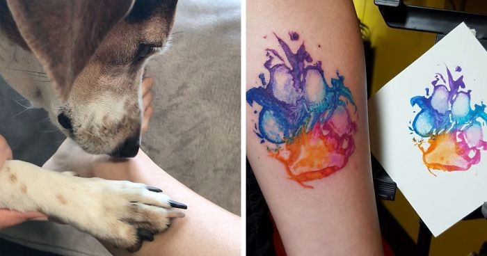 Odcisk psiej łapy – oryginalny pomysł na tatuaż dla największych wielbicieli czworonogów.