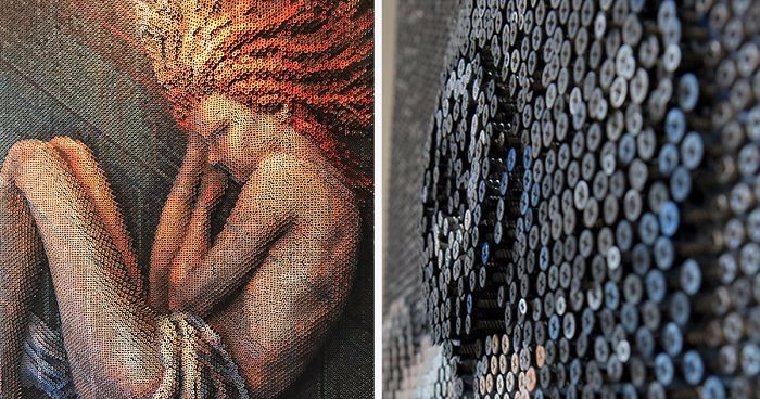 Amerykański artysta użył 20 tysięcy śrubek do stworzenia trójwymiarowego dzieła sztuki.