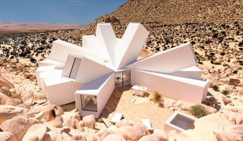Brytyjski architekt zaprojektował na pustyni dom stworzony na bazie kontenerów transportowych.