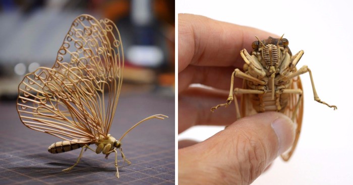 Japoński artysta tworzy bambusowe figurki owadów – wyglądają niemal jak żywe!
