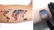 15 pomysłowych tatuaży, które zdobędą serca wszystkich miłośników podróży.