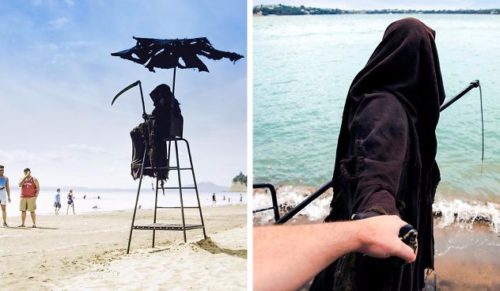 Swim Reaper – kuzyn Mrocznego Kosiarza w roli strażnika plaż zawojował Instagram!