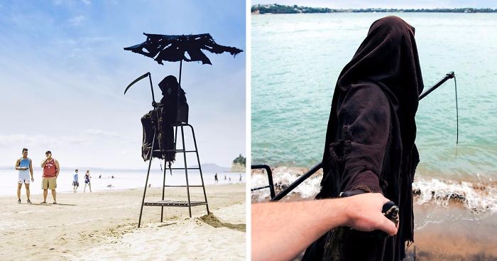 Swim Reaper – kuzyn Mrocznego Kosiarza w roli strażnika plaż zawojował Instagram!