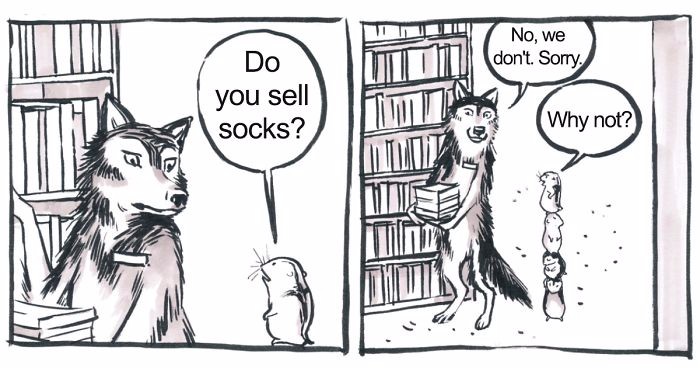 10 komiksów o rozdrażnionym wilku, które zrozumieją wyłącznie pracownicy obsługi klienta.