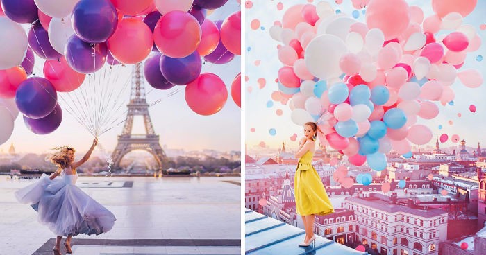 Kolorowe baloniki, lampiony i bańki mydlane – bajkowa seria fotografii moskiewskiej artystki.