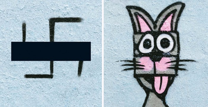 Niemiecki artysta uliczny walczy z hitlerowskimi swastykami przy pomocy kreatywności.