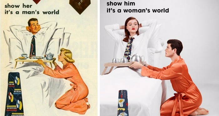 Reklamy w stylu vintage vs. równouprawnienie – oto efekty wizualnego odwrócenia ról!