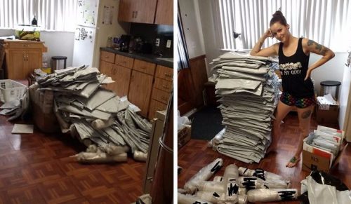 Zamówiła na Amazonie tonę darmowych próbek dywanu – szybko tego pożałowała.