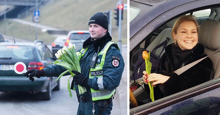 Oto, co litewscy policjanci zrobili w międzynarodowy dzień kobiet, a reakcje pań mówią wszystko.