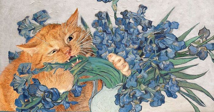 Artystka wstawia swojego kota do popularnych obrazów!