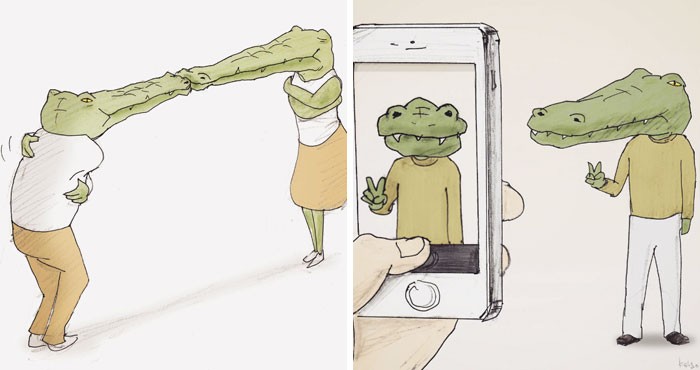 20 problemów krokodyli, śmiesznie zilustrowanych przez japońskiego artystę Keigo!
