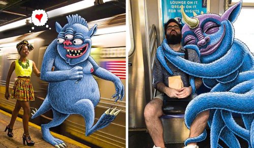Artysta rysuje potwory obok ludzi w nowojorskim metrze i są one zaskakująco realistyczne!