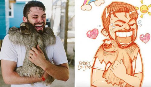 Illustrator zamienia ludzi i ich zwierzęta w postacie z kreskówek!