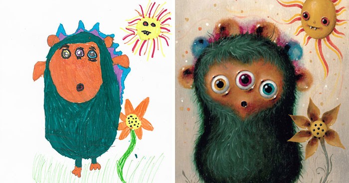 Oto co się dzieje, gdy profesjonalni artyści odtwarzają dziecięce rysunki potworów!
