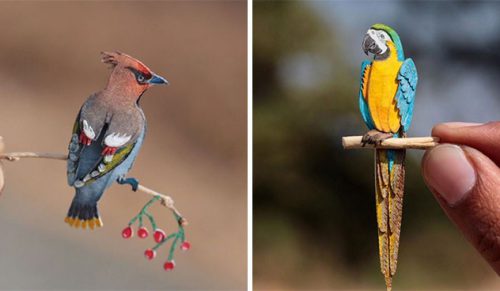 Artyści tworzą miniaturowe papierowe ptaki każdego dnia, przez cały rok!