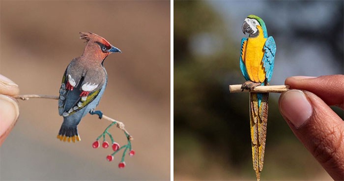 Artyści tworzą miniaturowe papierowe ptaki każdego dnia, przez cały rok!