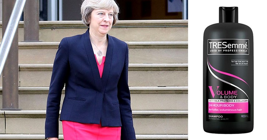 Internet odkrył, że Theresa May ubiera się jak kosmetyki firmy Tresemmé, a te 9 porównań jest zabawne!