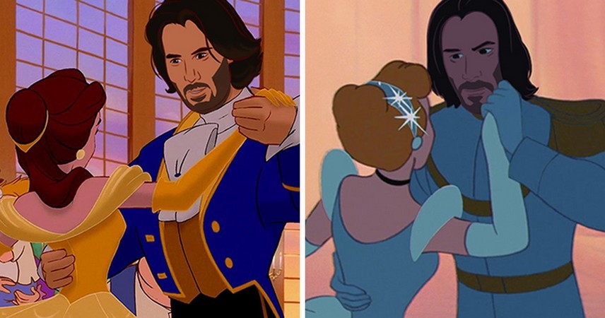 Artysta w niesamowity sposób przedstawił Keanu Reeves jako 9 bohaterów Disneya!