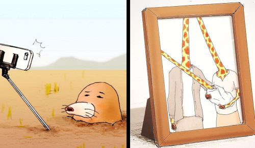 Japoński artysta rysuje dowcipne obrazki, które ujawniają poważną stronę świata!