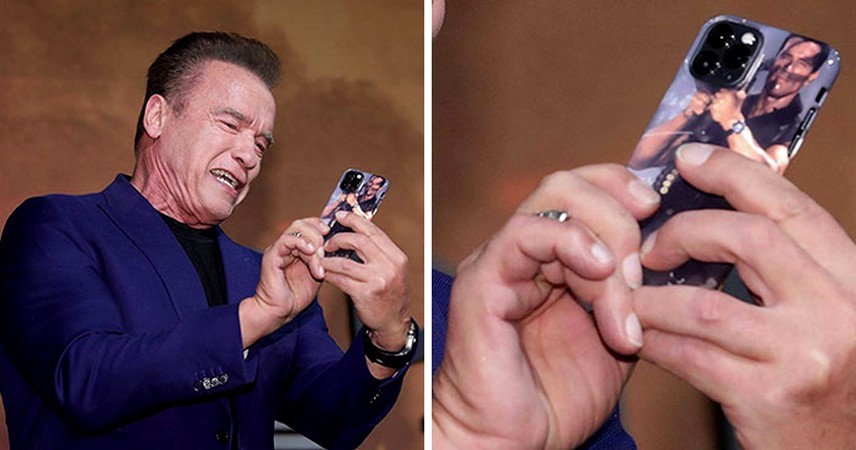 Ktoś zauważył, że Arnold Schwarzenegger ma najśmieszniejsze etui na iPhone’a!