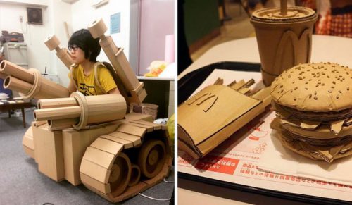 Japońska artystka przekształca kartony Amazon w skomplikowane rzeźby!