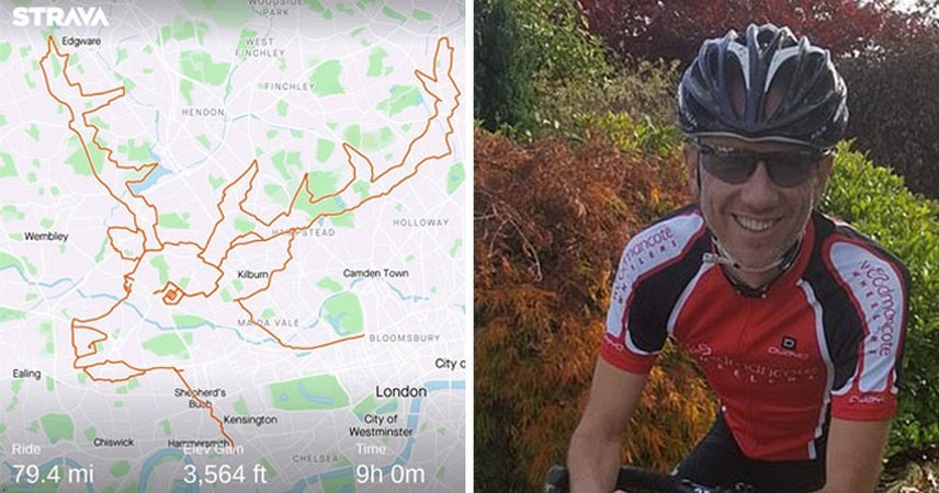 Rowerzysta przez 9 godzin jeździł po Londynie, aby stworzyć wizerunek renifera w aplikacji fitness!