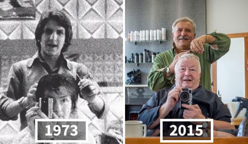 Mężczyzna robił selfie ze swoim fryzjerem w latach 70. i kontynuował tradycję przez 40 lat!