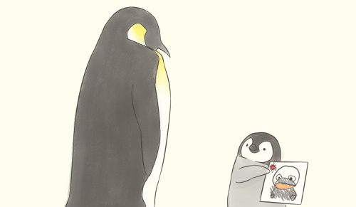 Artysta tworzy komiksy o małym pingwinie, który zawodzi w podstawowych zadaniach życiowych, z wyjątkiem tego, że jest bardzo słodki.