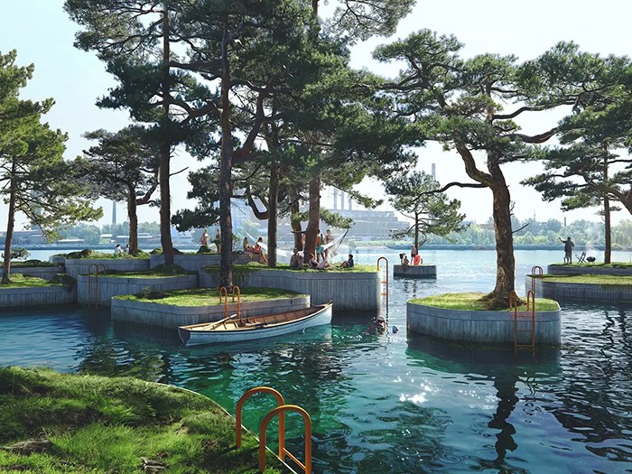 Te pływające wyspy z Kopenhagi wprowadzą nowy typ parku publicznego!