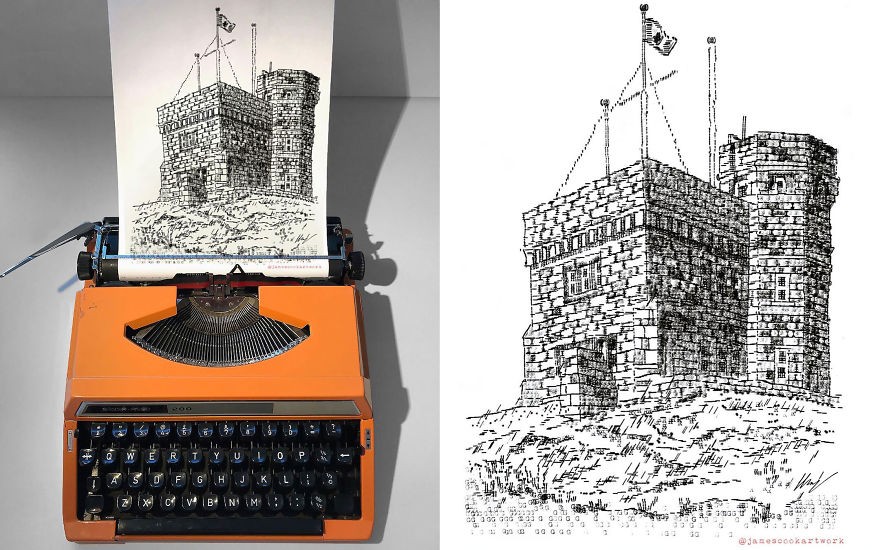 Ten młody artysta rysuje za pomocą maszyny do pisania, a oto 20 jego imponująco szczegółowych dzieł!
