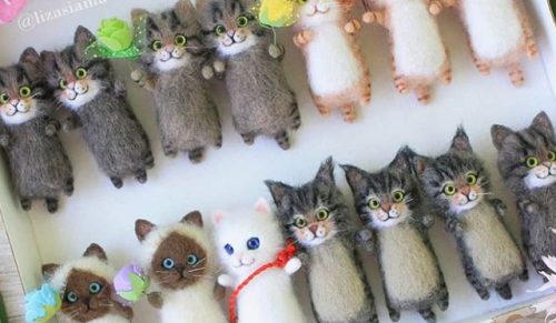 Dziewczyna z Rosji tworzy koty z filcu, które są tak słodkie, że można by pomyśleć, że przywędrowały prosto z dziecięcej bajki!