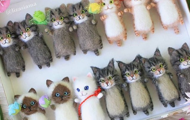 Dziewczyna z Rosji tworzy koty z filcu, które są tak słodkie, że można by pomyśleć, że przywędrowały prosto z dziecięcej bajki!