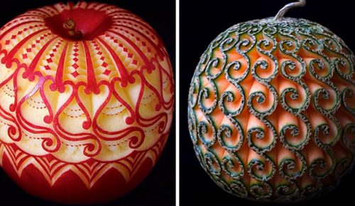 Artystka tworzy piękne wzory na owocach i warzywach, ręcznie rzeźbiąc skomplikowane projekty!
