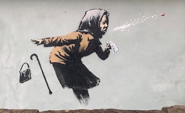 Banksy kończy rok 2020 wiadomością o COVID-19 w Bristolu w Anglii!