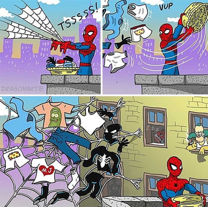 Artysta pokazuje, co robią superbohaterowie i inne znane postacie, gdy nie ratują świata!