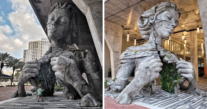 Na Florydzie pojawiła się gigantyczna rzeźba kobiety otwierającej klatkę piersiową, w której jest roślinny tunel!