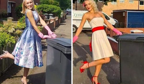 Przez 20 tygodni ta kobieta z Essex ubierała eleganckie sukienki, aby wyrzucić śmieci!
