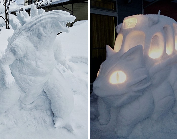 Ten japoński artysta tworzy niezwykle szczegółowe rzeźby ze śniegu!