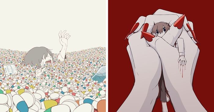 30 mocnych ilustracji japońskiego artysty, które prowokują do myślenia!