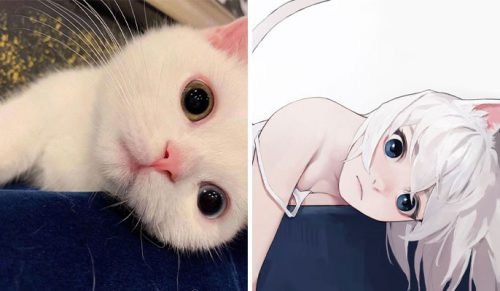 Jak wyglądałyby koty jako dziewczyny z anime? Japoński ilustrator ma odpowiedź!